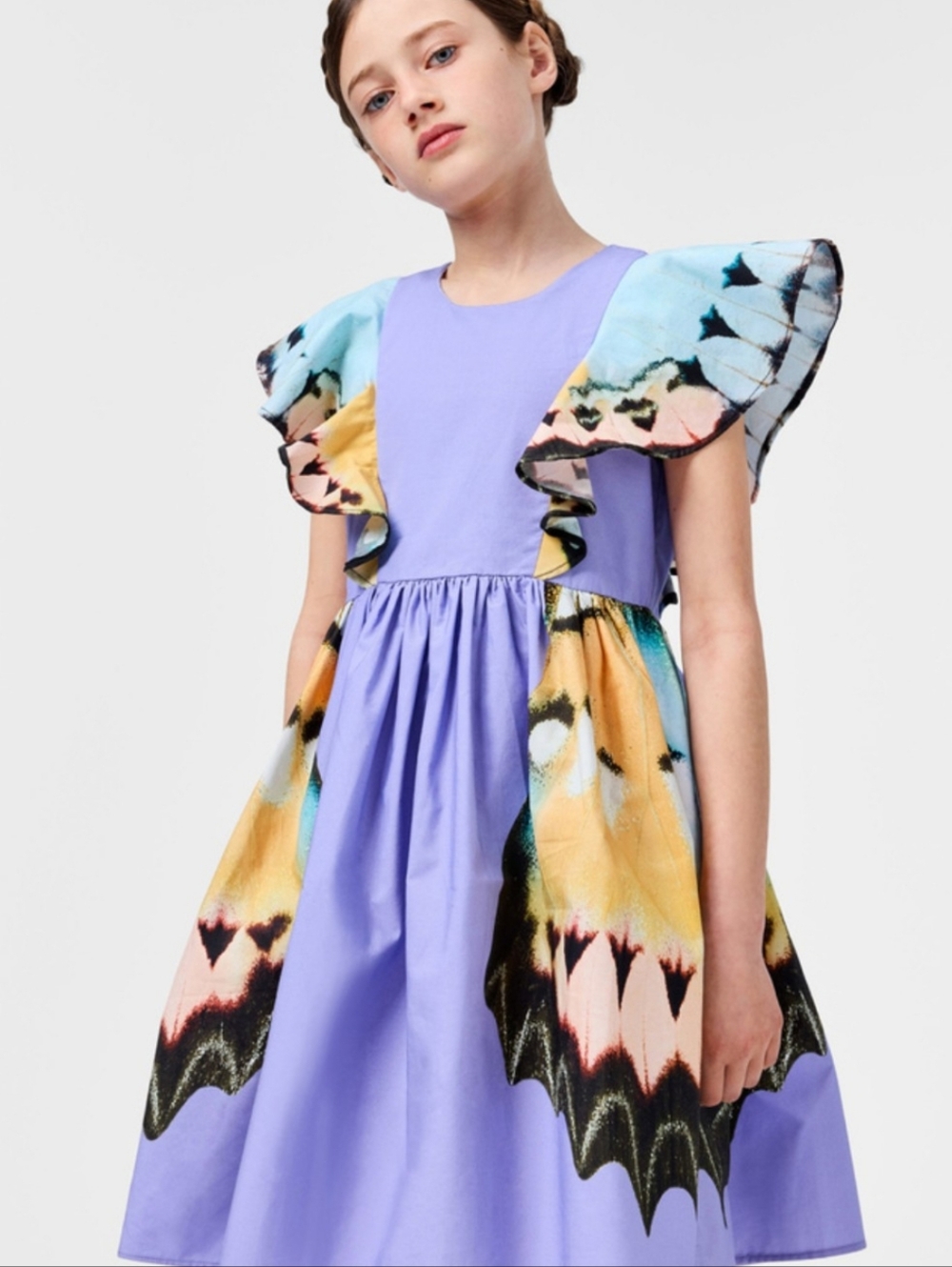 Molo Lavender Multicolor Ruffle Hem Girls' Caty Dress 7/8 EU - Picture 6 of 6